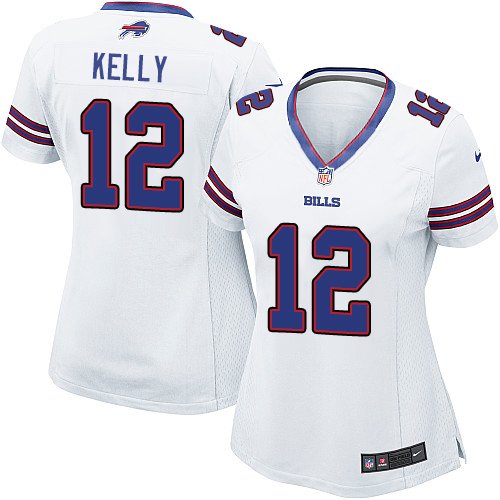 Women's Limited Jim Kelly Nike Jersey White Road - #12 NFL Buffalo Bills